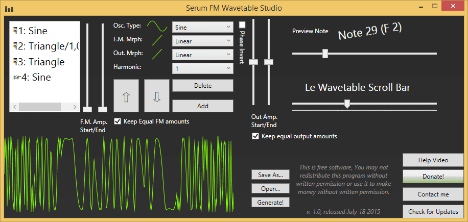 Screenshot of Serum FM Wavetable Studio